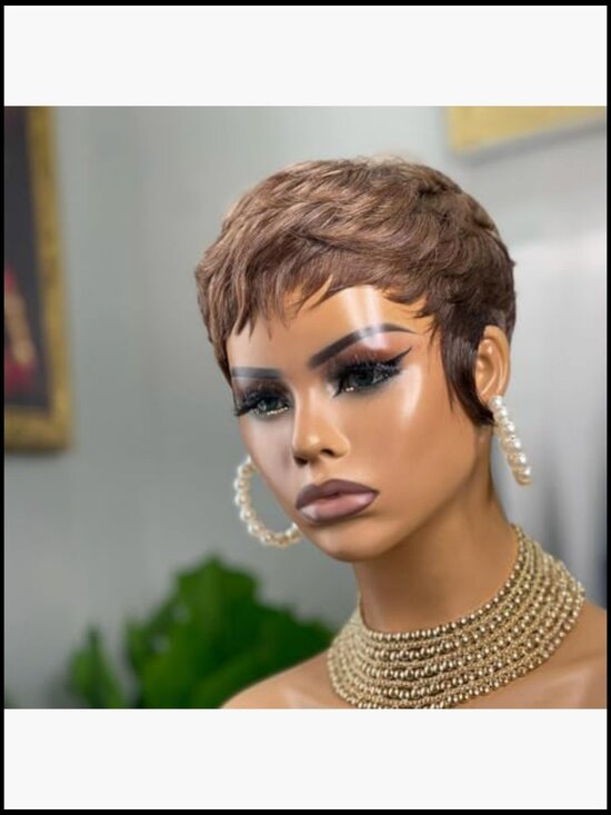 Short Layered Pixie Cut Wig Human Hair with Bangs Lightweight Daily Wear main image 5